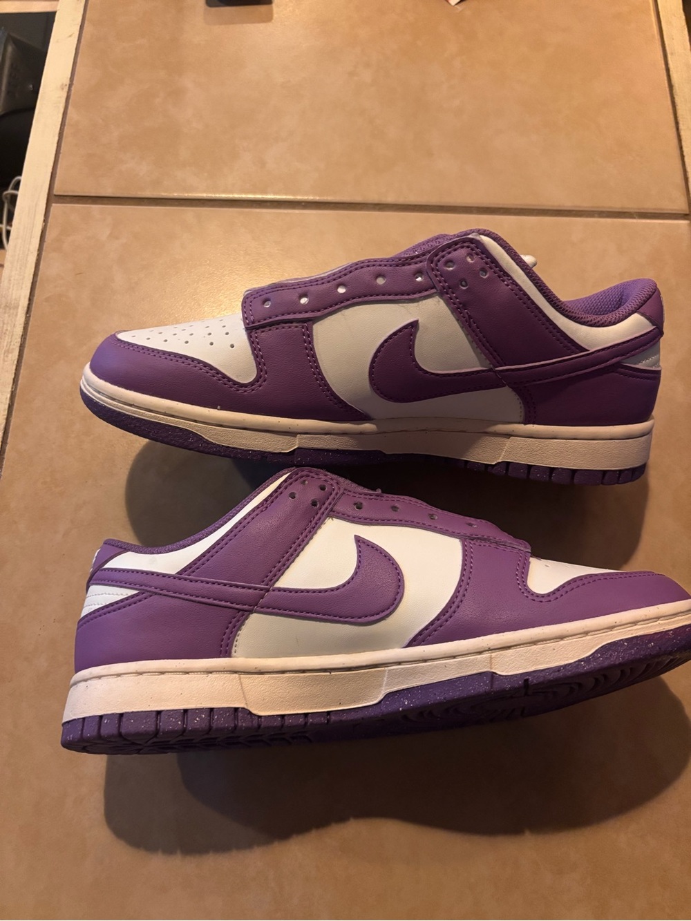 Nike White and Purple Low-Top Sneakers
